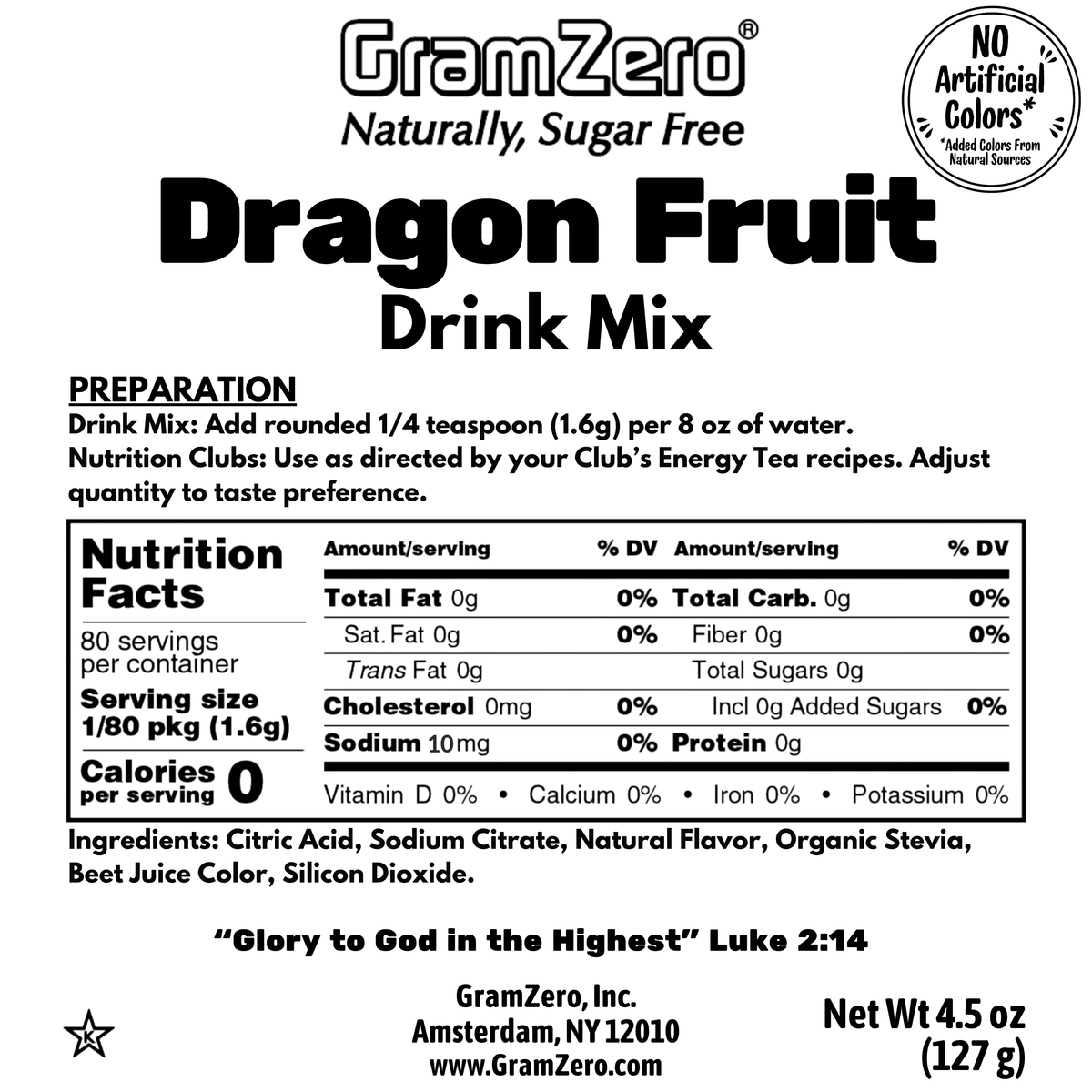 DRAGON FRUIT 2GO Sugar Free Drink Mix Sticks: 10 Pack - Great for Loaded Tea Kits