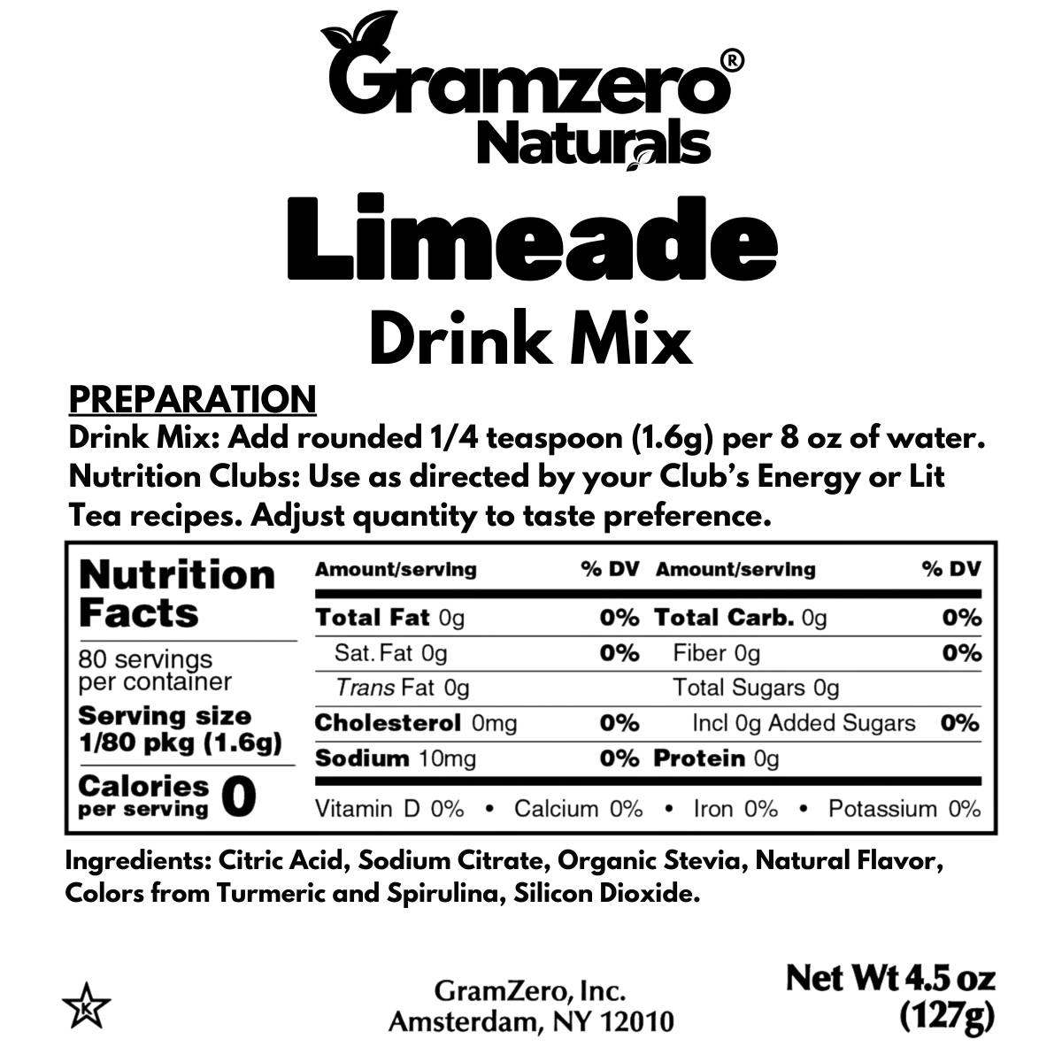 LIMEADE ALL NATURAL Sugar Free Drink Mix Stevia Sweetened 4.5oz
