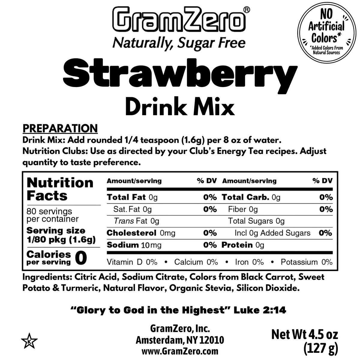 STRAWBERRY 2GO Sticks - Sugar Free Drink Mix with Natural Colors and Flavors: 10 Pack - Great for Loaded Tea Kits