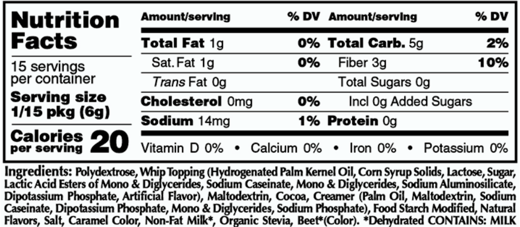 CHOCOLATE Sugar Free Whipped Topping Mix, 3.0 Oz