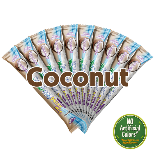 COCONUT 2GO Sticks - Sugar Free Drink Mix with Natural Colors and Flavors: 10 Pack - Great for Loaded Tea Kits