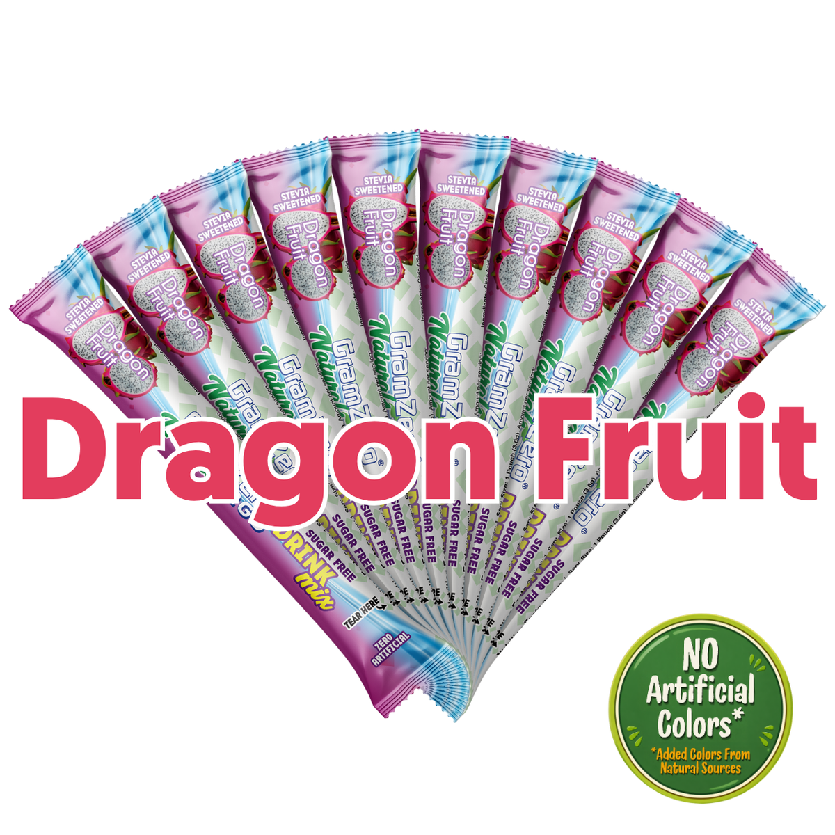 DRAGON FRUIT 2GO Sugar Free Drink Mix Sticks: 10 Pack - Great for Loaded Tea Kits