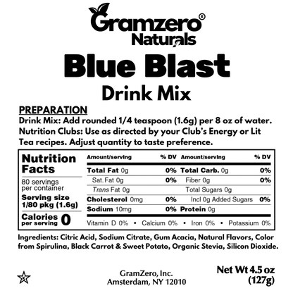 BLUE BLAST ALL NATURAL 2GO Sugar Free Drink Mix Sticks: 10 Pack - Great for Loaded Tea Kits