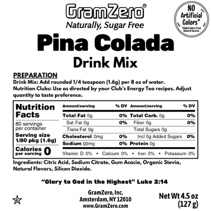 PINA COLADA 2GO Sticks - Sugar Free Drink Mix with Natural Colors and Flavors: 10 Pack - Great for Loaded Tea Kits