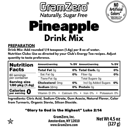 PINEAPPLE 2GO Sticks - Sugar Free Drink Mix with Natural Colors and Flavors: 10 Pack - Great for Loaded Tea Kits