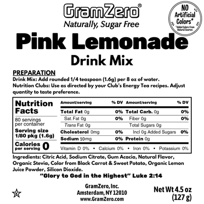 PINK LEMONADE 2GO Sugar Free Drink Mix Sticks: 10 Pack - Great for Loaded Tea Kits