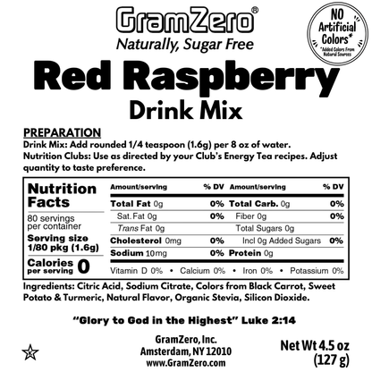 RED RASPBERRY 2GO Sticks - Sugar Free Drink Mix with Natural Colors and Flavors: 10 Pack - Great for Loaded Tea Kits