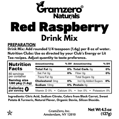 RED RASPBERRY ALL NATURAL 2GO Sugar Free Drink Mix Sticks: 10 Pack - Great for Loaded Tea Kits