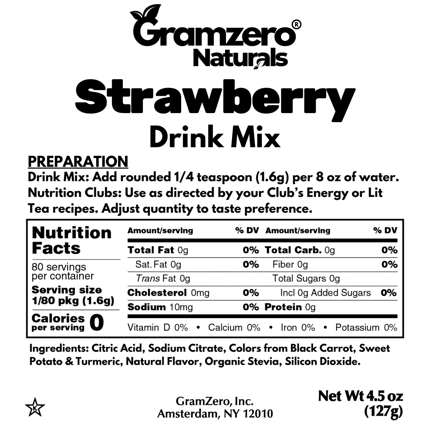 STRAWBERRY ALL NATURAL 2GO Sugar Free Drink Mix Sticks: 10 Pack - Great for Loaded Tea Kits