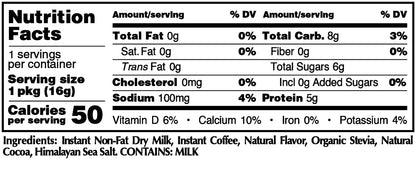 VANILLA LATTE 5-PACK: 16g Single Serve Instant Dissolve Hot Beverage Mix ~ Stevia Sweetened Only
