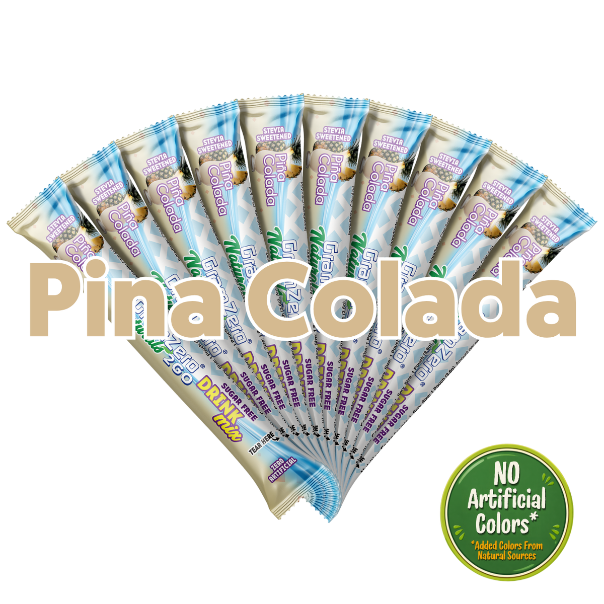 PINA COLADA 2GO Sticks - Sugar Free Drink Mix with Natural Colors and Flavors: 10 Pack - Great for Loaded Tea Kits