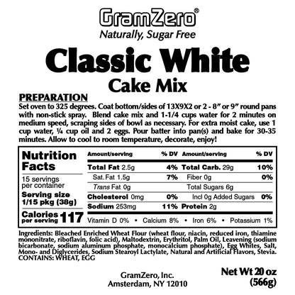 CLASSIC WHITE Sugar Free Cake Mix, Stevia Sweetened, 20 Oz.
