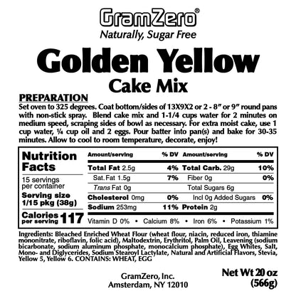 GOLDEN YELLOW Sugar Free Cake Mix, Stevia Sweetened, 20 Oz.